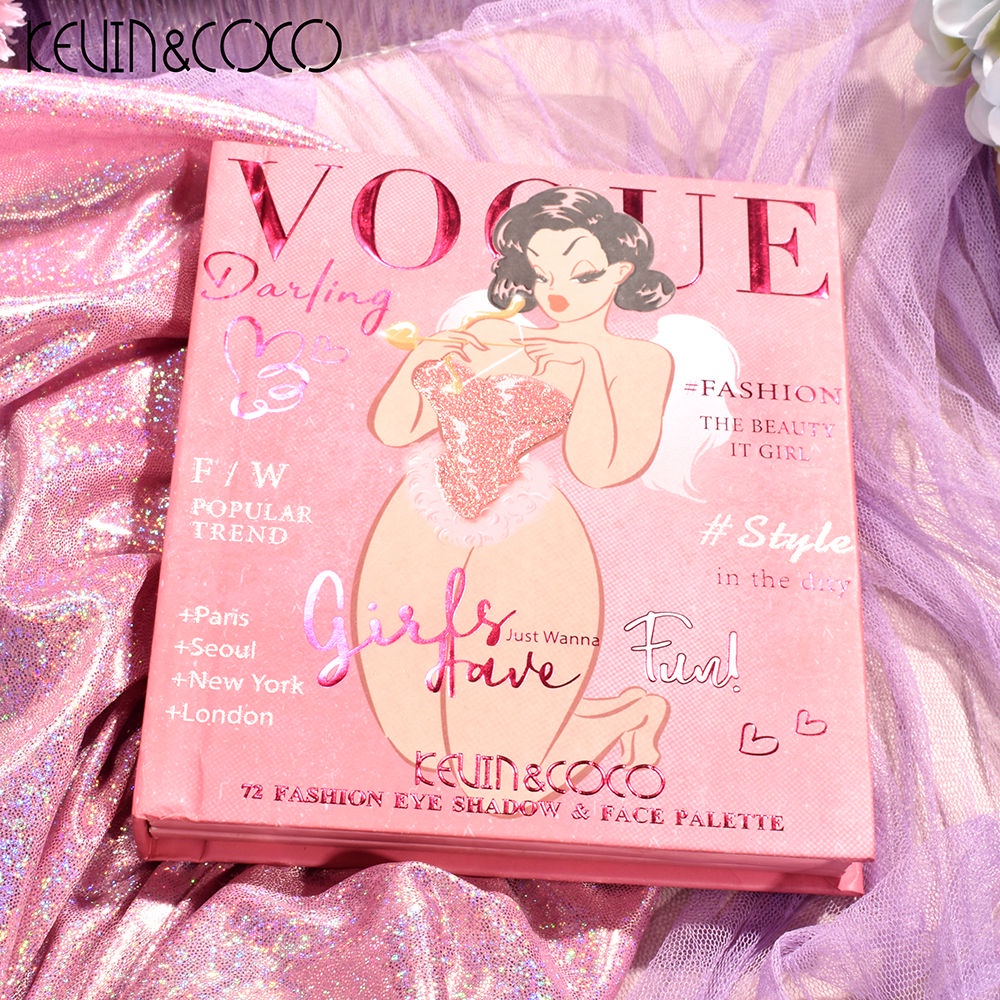 คิวบีดี · สต็อกพร้อม|KEVIN & COCO 72 Color Eyeshadow Palette Earth Repairing Highlight-Blush All-In-