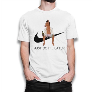 Sanc6 [พร้อมส่ง] เสื้อยืดผ้าฝ้าย 100% พิมพ์ลาย Bojack Horseman Just Do It Later โอเวอร์ไซซ์ โอเวอร์ไซซ์ ของขวัญคริสต์ม