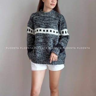 Fair Isle Sweater เสื้อสเวตเตอร์ไหมพรมถักคอกลม ดีเทลลายถักสวยๆเท่ห์ๆ