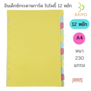 อินเด็กซ์กระดาษการ์ด A4 12 หยัก คละสี ใบโพธิ์