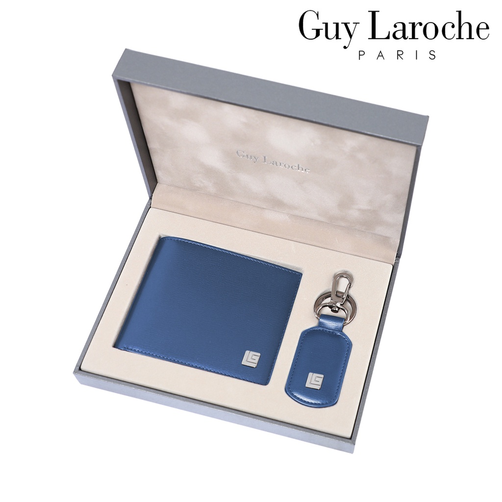 Guy Laroche Gift set กระเป๋าสตางค์พับสั้น + พวงกุญแจ รุ่น MGG0061 - สีน้ำเงิน