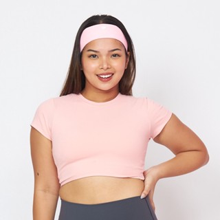 [Peaches active] Soft flex Tshirt bra (Camille) - เสื้อแขนสั้นชมพู / เสื้อออกกำลังกาย เสื้อผ้าโยคะ เล่นกีฬา