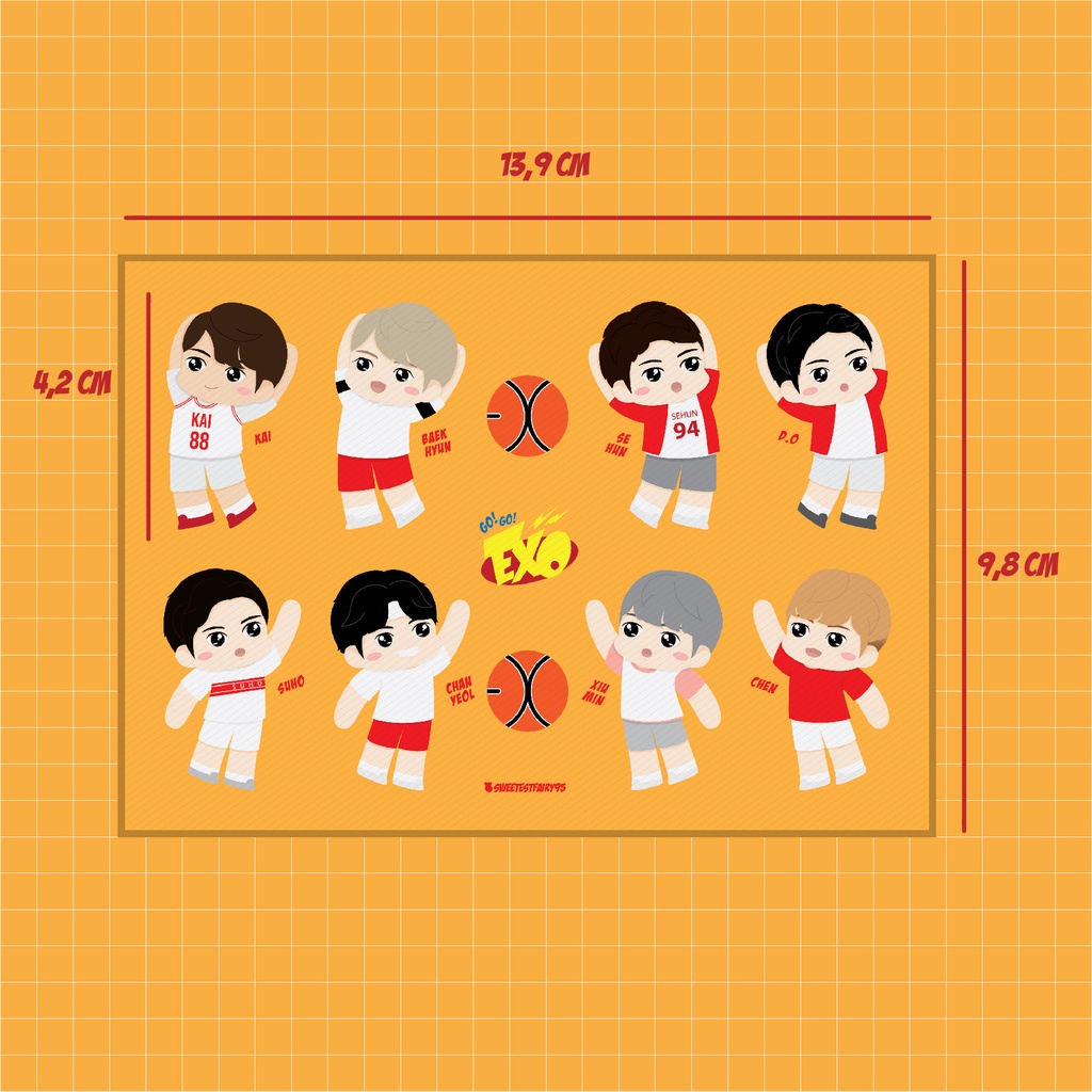แผ่นสติ๊กเกอร์ KPop EXO Sport Day