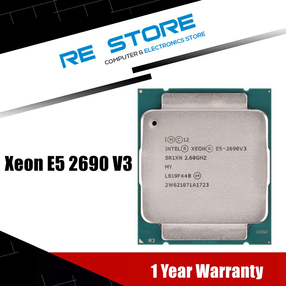 In stock intel Xeon E5 2690 v3 โปรเซสเซอร์ sr1xn 2.6 GHz 12 core 30MB ซ็อกเก็ต LGA 2011-3 CPU e5 269
