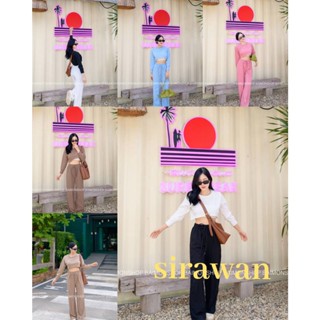 ✨🌹SirawanShop 👗เสื้อครอปแขนยาวoversize+กางเกงวอร์มขายาว ทรงหลวมขาบาน ทรงสวย ขอบเอวยางยืด ใส่สบาย สามารถซื้อแยกได้นะคะ