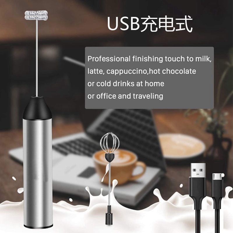 Electric Whisk USB Recharge Two Speed Adjustment Kitchen Cooking Tools Bubbler Egg Cream Sauce Stirrer