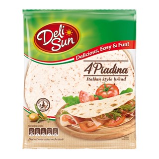 [ราคาพิเศษ] เดลีซัน แผ่นแป้งเพียดิน่า 9 นิ้ว 320 กรัม - Deli Sun Piadina Italian Style Bread 9" 320g