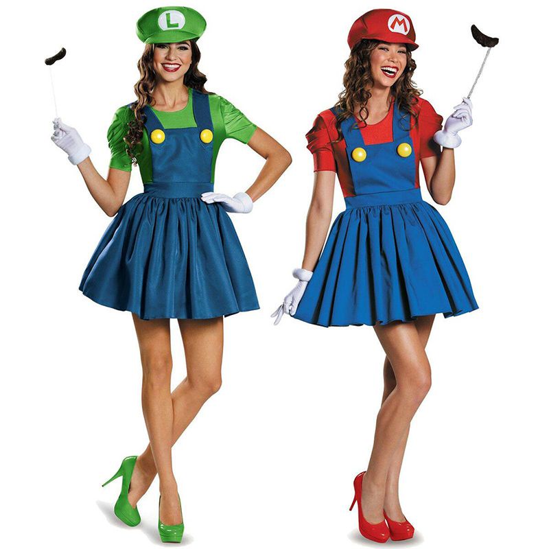 ชุดเดรสแฟนซี Super Mario Bros Luigi Workmen สําหรับผู้ใหญ่