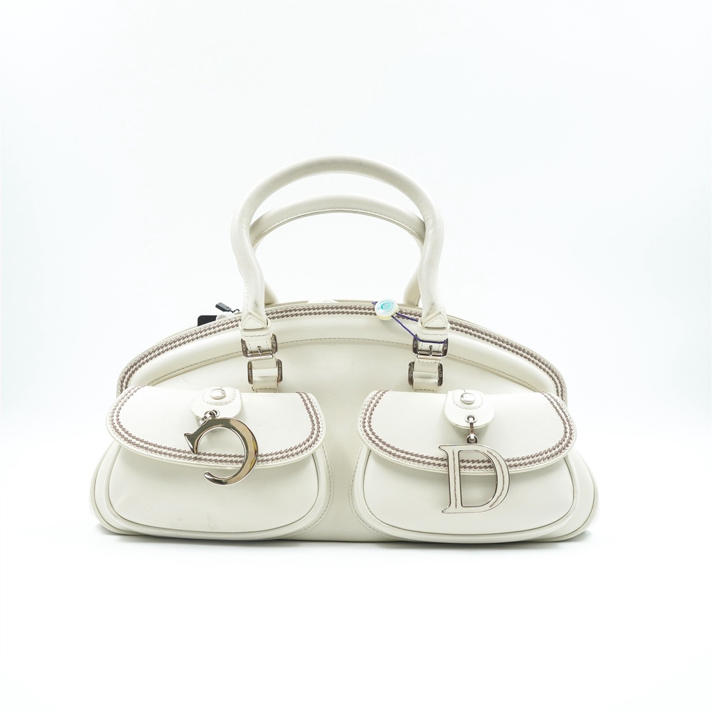 DIOR Dior กระเป๋ากลาง สง่างาม ความจุ กระเป๋าหนังสีขาว กระเป๋าผู้หญิง