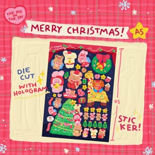 สติกเกอร์คริสมาสต์ A5 Diecut Merry Christmas Sticker🎄 เรืองแสงวิบวับ