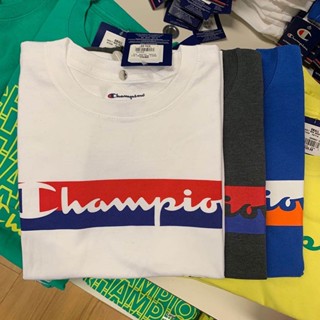 Champion เสื้อยืดลําลอง แขนสั้น คอกลม ผ้าฝ้าย พิมพ์ลายโลโก้ตัวอักษร สําหรับผู้ชาย