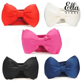 Ellastore123 เข็มขัดยางยืด ประดับโบว์น่ารัก หรูหรา สําหรับผู้หญิง