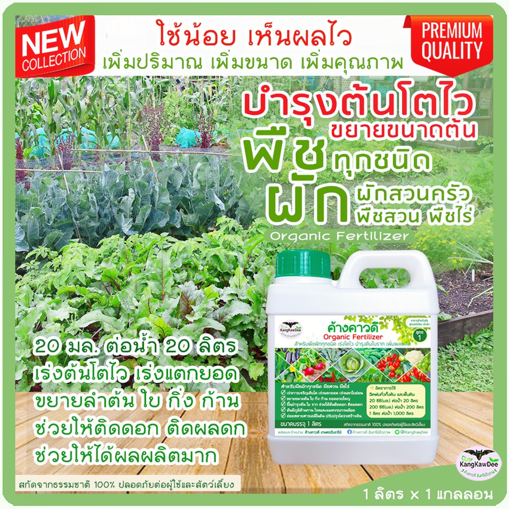 ปุ๋ยพืชผักทุกชนิด ผักสวนครัว ค้างคาวดี(ของแท้)1ลิตร บำรุงต้นอวบใหญ่ เร่งต้นโตไว ติดดอกออกผล F1V-1L