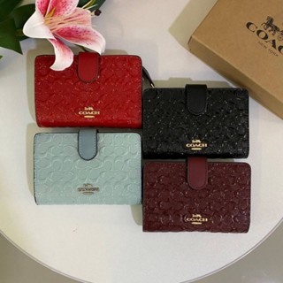 COACH F25937 MEDIUM CORNER ZIP WALLET กระเป๋าสตางค์ใบกลางหนังแก้ว