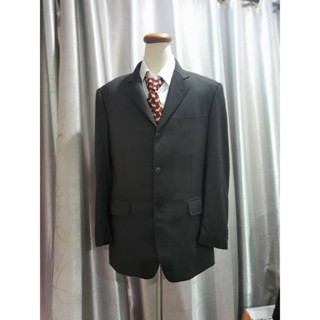 Suit0089 เสื้อสูทชาย สีเทาน้ำตาลเข้ม มือสอง Master.NET อก 42 นิ้ว