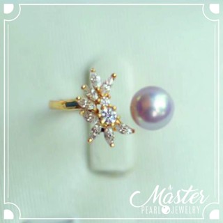 Master Pearl แหวนไข่มุกแท้ รุ่นเพชรสแปลช เรือนเงิน S925