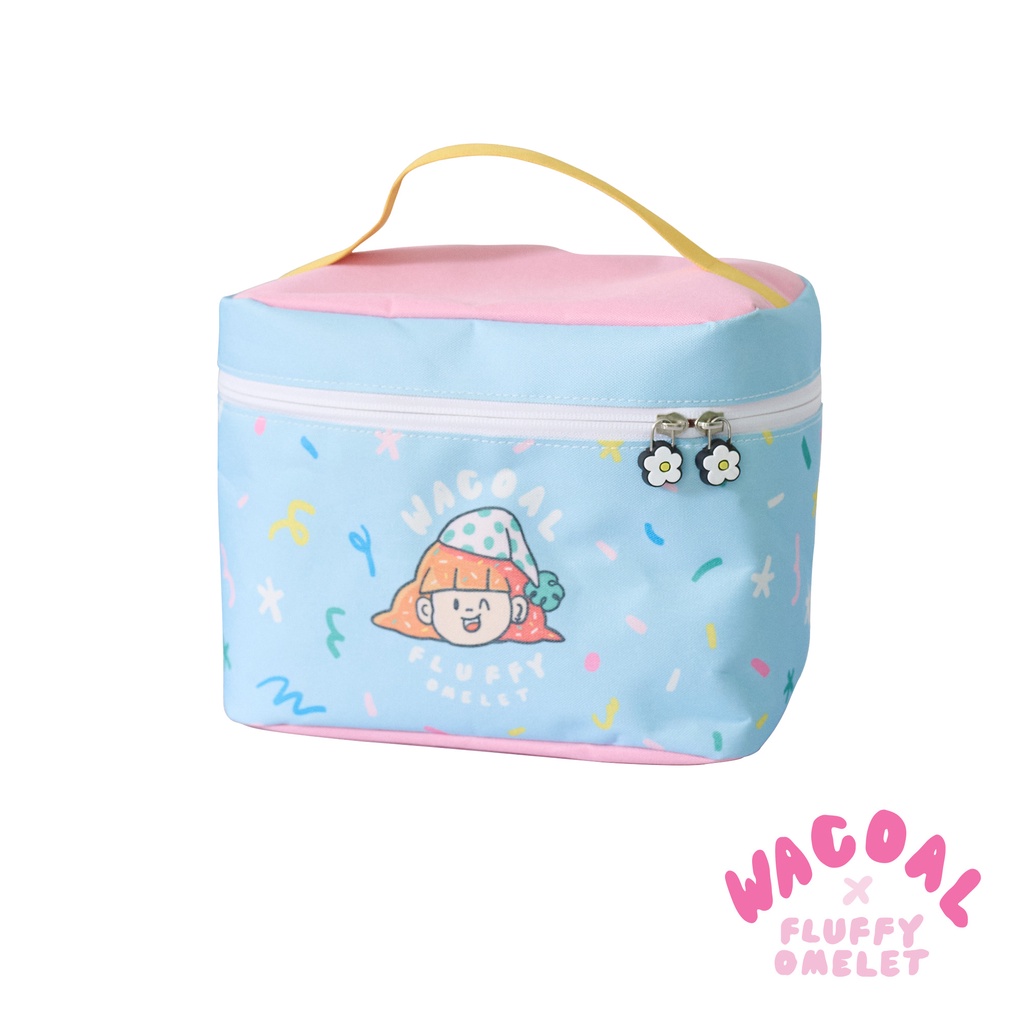กระเป๋าเครื่องสำอาง Wacoal x Fluffy Omelet Collection รุ่น WW160100 สีทูโทนฟ้าชมพู (SX)
