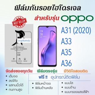 ฟิล์มกันรอยไฮโดรเจล OPPO A31,A33,A35,A36 เต็มจอ ฟรี!อุปกรณ์ติดฟิล์ม ฟิล์มออปโป้