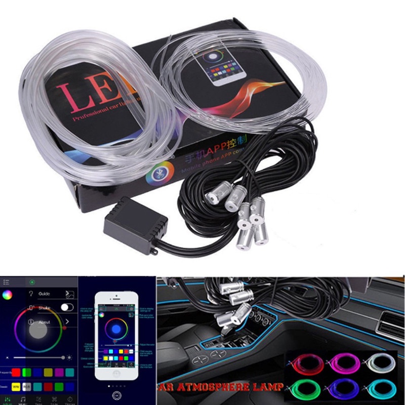 Bluetooth Auto Flexible Lamps Car Atmosphere Light Ambient Interior Decoration App Soun Fod Control Wireless Rgb Neon Le