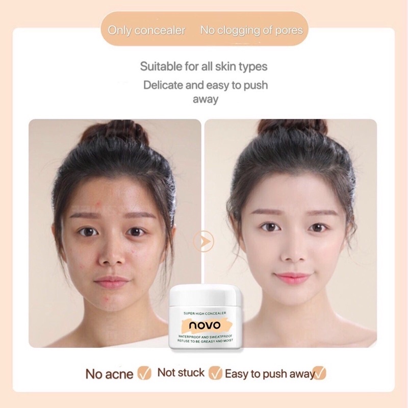 คอนซิลเลอร์เนื้อครีม ปกปิดรอยดำ รอยแดง รอยสิว ใต้ตาคล้ำ NOVO HD Bright Cream Concealer ราคา ถูกที่สุด ดีลบีเคเค แกลเลอรีภาพที่ 8
