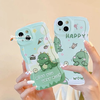 🌈Ready Stock 🏆OPPO A17 A16 A77 A15 A57 A5S A3S A94 A95 A93 A78 A76 A96 A55 A54 A53 A5 A9 A32 A33 A31 A5S Reno 5 6 7 Pro F9 F11 Cute Dinosaur Soft TPU Phone Case Candy Color Wavy Edge Case