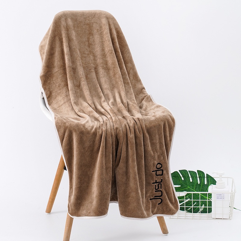 ผ้าเช็ดตัว ผ้านาโนซับน้ำดี ผ้าขนหนู นุ่งอาบน้ำได้ สี เขียว กรม ชมพูเข้ม ม่วง น้ำตาล 70x140cm - รูปที่ 3