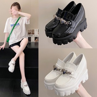 (C190)🌻รองเท้าหนัง ส้นสูง10cm/4นิ้ว Sz.34-39 (ขาว,ดำ) **❥𝓟𝓻𝓮-𝓞𝓻𝓭𝓮𝓻