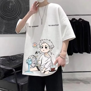 เสื้อยืดคอกลม แขนสั้น พิมพ์ลายการ์ตูน Street Hip Hop Man สไตล์เกาหลี สําหรับผู้ชาย