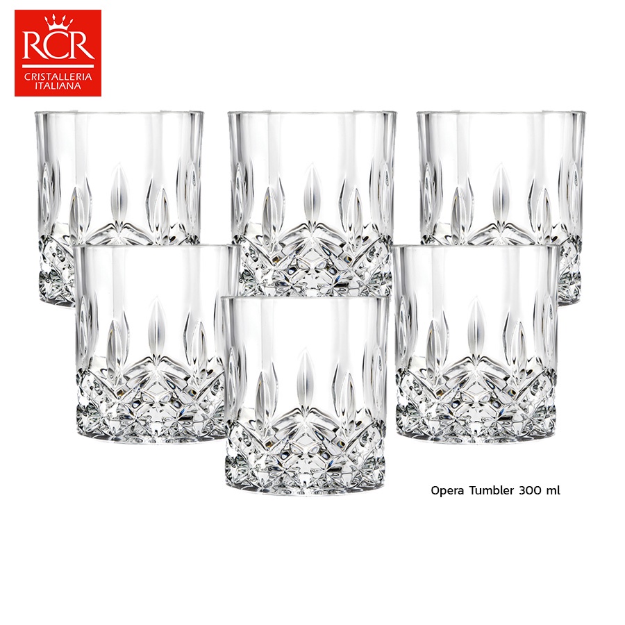แก้วน้ำวิสกี้สั้นคริสตัล RCR Opera Dof 300 ml เซตกล่อง 6 ใบ