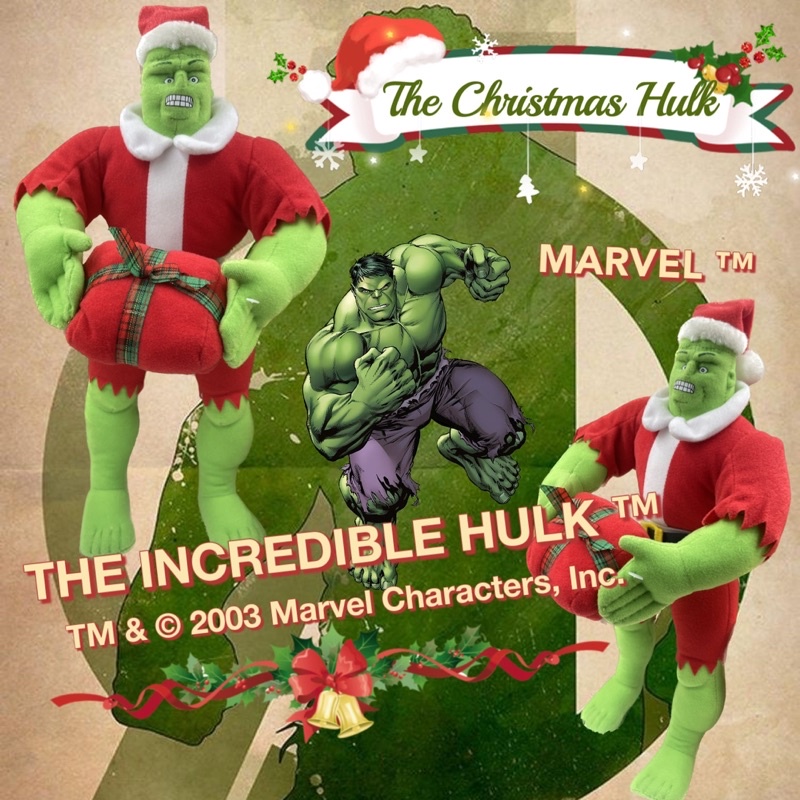 ตุ๊กตาเดอะฮัค แต่งชุดคริสต์มาส ป้าย KELLYTOY หายาก (The Incredible Hulk TM & © 2003 Marvel Character
