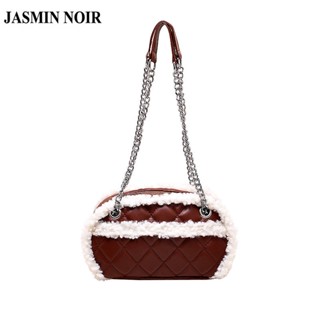 Jasmin NOIR กระเป๋าสะพายไหล่ กระเป๋าถือ ลายสก๊อต แต่งสายโซ่คล้อง สําหรับสตรี