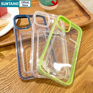 Suntaiho 3 IN 1 เคสโทรศัพท์มือถือแบบนิ่ม TPU ใส กันกระแทก พร้อมช่องใส่บัตร สีแคนดี้ สําหรับ iPhone 14 13 12 11 Pro Max XR XS 8 7 Plus