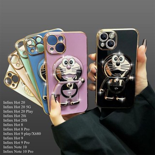 เคสโทรศัพท์มือถือ TPU นิ่ม ปิดด้านหลัง ลายการ์ตูนโดราเอมอน แต่งกลิตเตอร์ หรูหรา สําหรับ Infinx Hot 20 Hot 20 play Hot 20i Hot 20S Hot 8 Por Hot 9 play X680 Hot 9 Pro Note 10 Pro