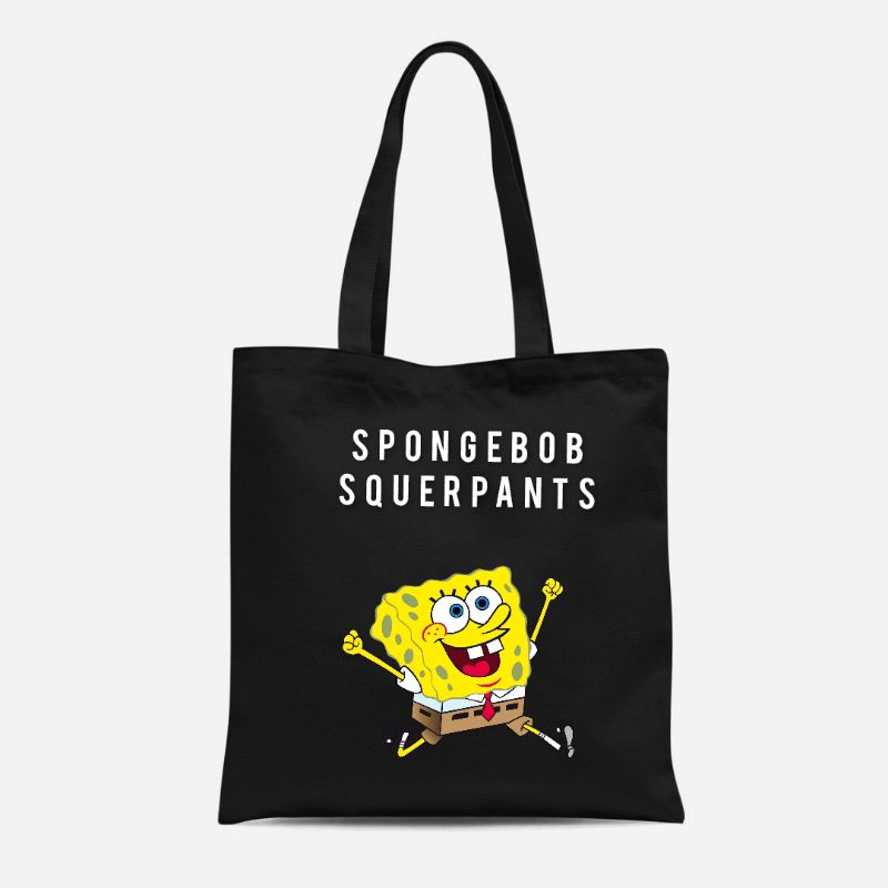 Spongebob MOTIF ZIPPER CANVAS TOTE BAG สําหรับผู้ชายและผู้หญิง