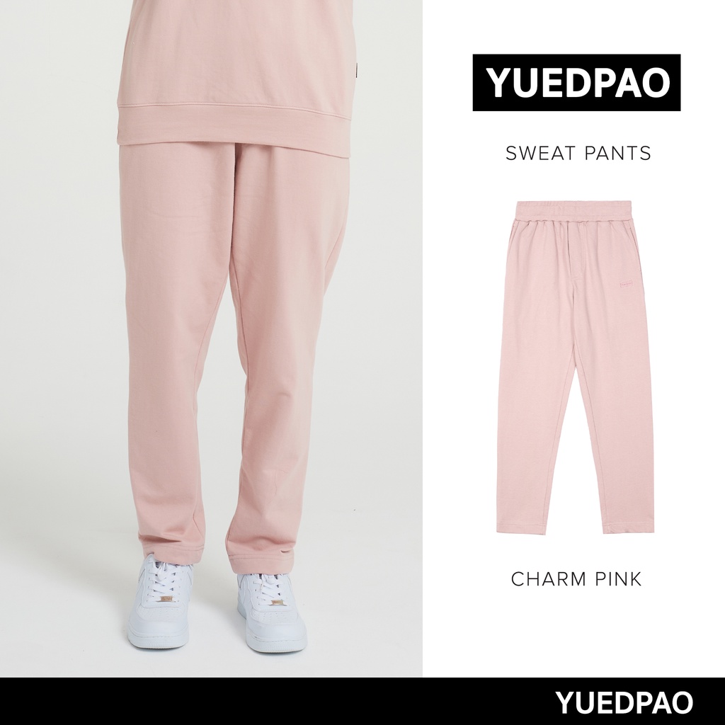 Yuedpao ยอดขาย No.1 รับประกันไม่ย้วย 2 ปี กางเกงสีพื้น ยืดเปล่า Sweatpants สี Charm pink