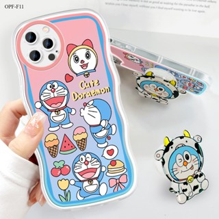 【ฟรี ที่วางโทรศัพท์】OPPO F11 F9 F7 F5 F1S Youth Pro เคสออปโป้ สำหรับ Soft TPU Clear Case การ์ตูน Robot Cat เคส เคสโทรศัพท์ เคสมือถือ เคสนิ่ม Big Wave Shockproof Cover