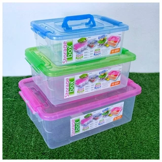 Small Evting กล่องเก็บของ เอนกประสงค์ ทรงเตี้ย-สูง ตัวใส ฝาสี ล็อคได้ กล่องพลาสติก สีใส storage box