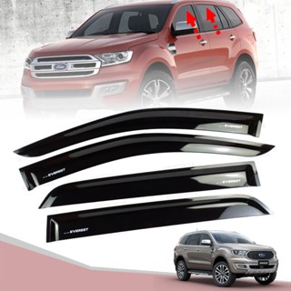 กันสาดประตู คิ้วกันสาด รุ่น ฟอร์ด เอเวอเลส FORD EVEREST ปี 2015 - 2018 สีดำเงา โลโก้ขาว 4 ชิ้น