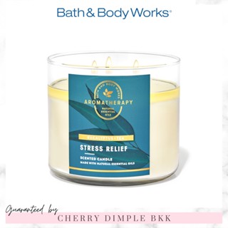 🍒ของแท้·ส่งไว·ถูก🍒BATH AND BODY WORKS เทียนหอม "EUCALYPTUS TEA" 3-wicks CANDLE ขนาดใหญ่ 3 หัวจุด