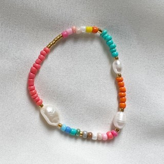 Freshwater pearls colorful beaded bracelet