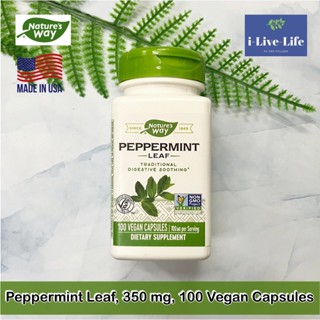 Natures Way - Peppermint Leaf, 350 mg, 100 Vegan Capsules เปปเปอร์มินท์