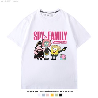 Spy X Family Spongeboy Co Branded Short Sleeve Starfish Squidward Cosplay Yor Anya Forger T Shirt Top Female Summer Cott