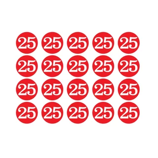 สติ๊กเกอร์ตัวเลข ระบุตัวเลข สติกเกอร์เลข (ตัวเลข20,25,30,35,40) ขนาด 4x4ซม. สีแดงเลขขาว 1แผ่น 20ดวง รหัส [E-061]