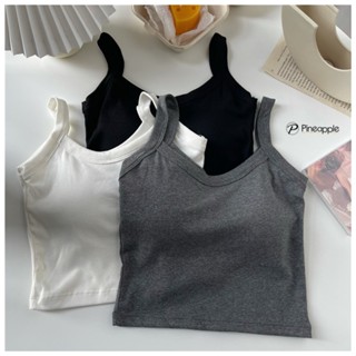เสื้อสายเดี่ยว มีฟองนำในตัว เซ็กซี่ เสื้อครอป ไม่ต้องใส่เสื้อใน มีซับในตัว Built-in Bra Camisole 3028