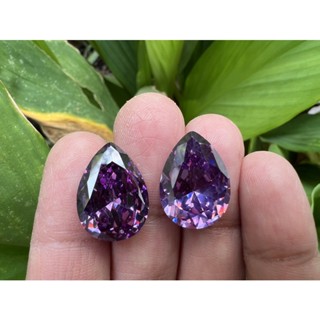 cubic zirconia Amethyst 13x18mm pear shape 2 pieces