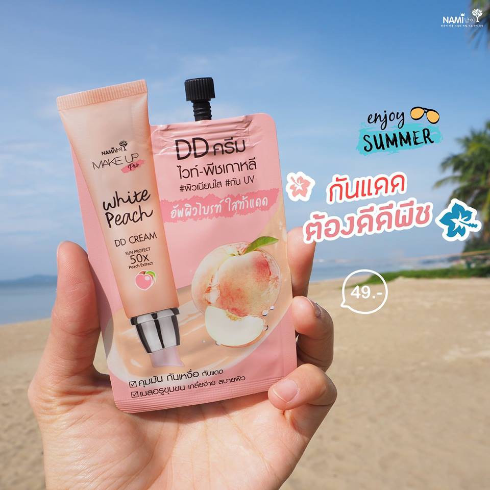 (ยกกล่อง/6ซอง) Nami Make Up Pro White Peach DD Cream 7ml นามิ เมคอัพ โปร ไวท์ พีช ดีดี ครีมลูกพีช