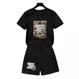 เสื้อยืด ผ้าฝ้าย พิมพ์ลาย GRAND THEFT AUTO UNISEX สําหรับเด็กผู้ชาย ผู้หญิง อายุ 1-2 3 4 5 6 7 ปี