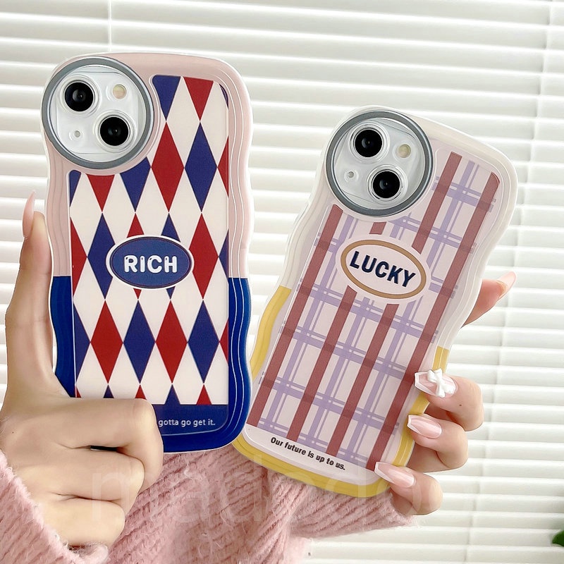 Casing OPPO Reno 10 Pro 8T 8 7 6 5 4 F 5F 4F 8Z 7Z Reno8 Reno7 Z Reno8Z Reno7Z Reno6 Reno5 Reno5F Reno4 Reno4F 4G 5G A91 A57 A39 2016 A77 A16K A16E Cute Wave Edge Lines Grid Rich Lucky Round Fine Hole Lens Airbag Shockproof Soft Phone Case Cover BW 13