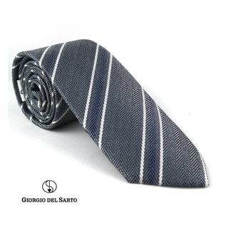 Giorgio Del Sarto Necktie 7.5 cm Grey Fabric Texture เนคไทสีเทามีเท็กเจอร์