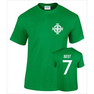 Lyzh George Best Northern Ireland No 7 เสื้อยืดลําลอง แฟชั่นสําหรับผู้ชาย แขนสั้น คอกลม ทรงสลิมฟิต ลายนักฟุตบอล เหมาะกับการเล่นฟิตเนส